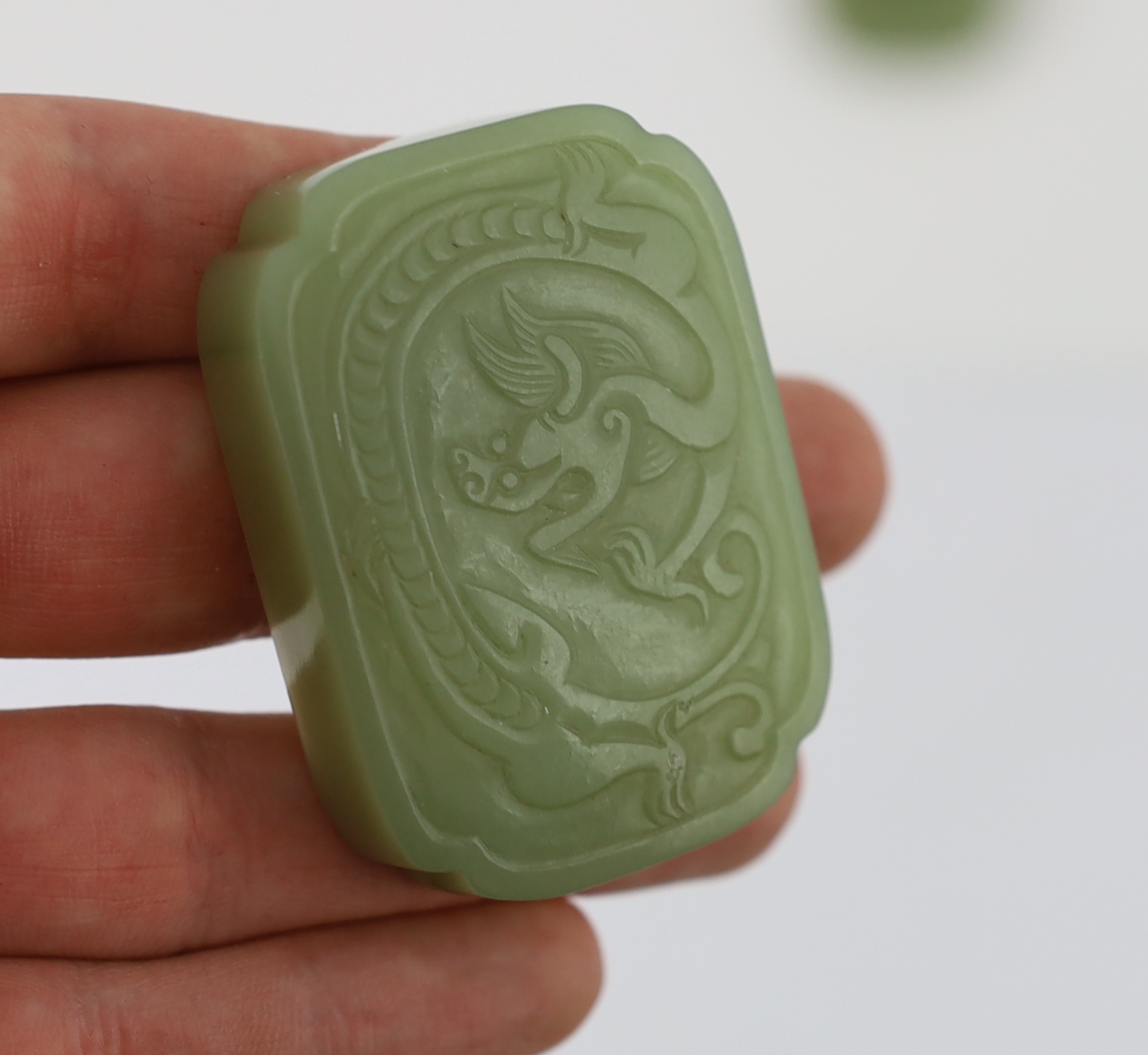 A Chinese green jade box and cover, possibly Ming dynasty